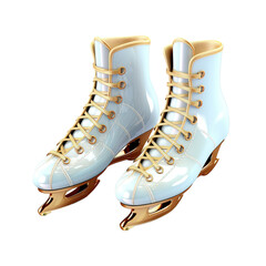 Pair of light blue ice skates isolated on a white background