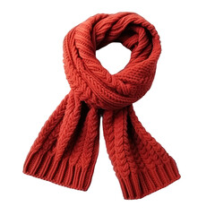 Red knitted scarf isolated on a white background
