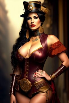 mujer steampunk muy sexy, guerrera