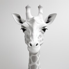 Naklejka premium Giraffe, sculpture, white, light, studio lighting, wall hanging, animal, 3d printed, tribal