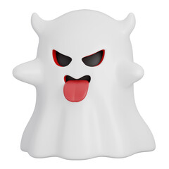 Funny Halloween Cartoon Character Ghost isolated. 3d Render Illustration