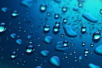 Blue background with water droplets. Contemporary banner. Generative AI