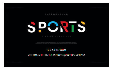 Sports Modern abstract digital alphabet font. Minimal technology typography, Creative urban sport fashion futuristic font and with numbers. vector illustration