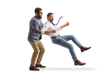 Man saving a another man from falling