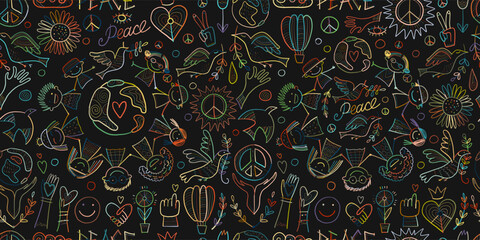 International peace day. Doves. People Holding Hands together. Seamless pattern for your design