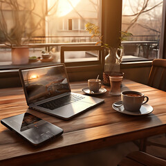 phone resting on a table next to a laptop 1