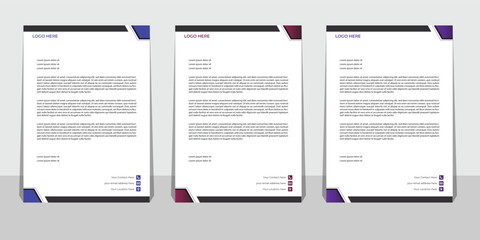 Modern Creative & Clean business style letterhead bundle of your corporate project design.set to print with vector & illustration. corporate letterhead bundle. - obrazy, fototapety, plakaty