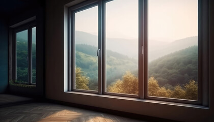 Through an open window, immerse yourself in the beauty of untouched nature