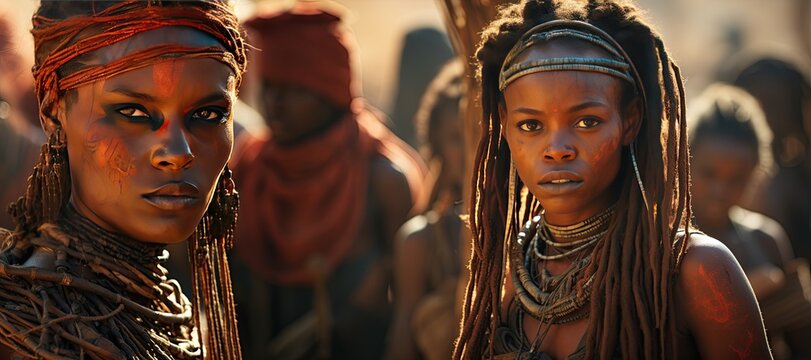 The Himba People of Namibia - Known for their ochre-covered bodies.Generated with AI