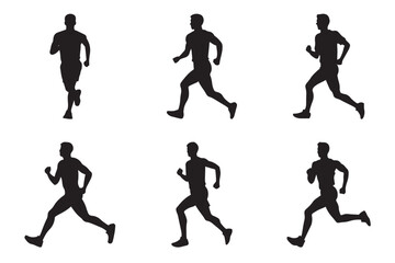 Silhouette of a running man or jogger or sprinter vector collection