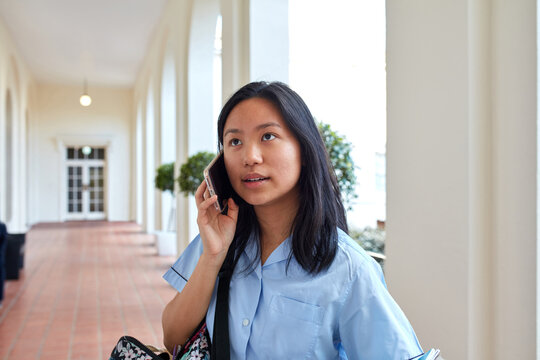High School student making call on-campus