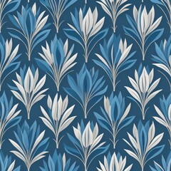Fototapeta premium seamless blue and white floral pattern. generative ai