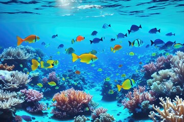 an underwater view of a colorful coral reef, generative ai