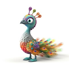 Obraz premium Cute peacock cartoon character