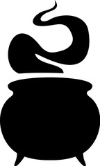 Witches cauldron with potion. Black silhouette of a witches cauldron isolated on a white background. Vector illustration