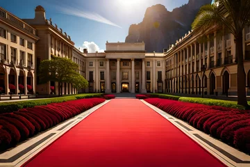 Zelfklevend Fotobehang Red carpet. © Laiba Rana