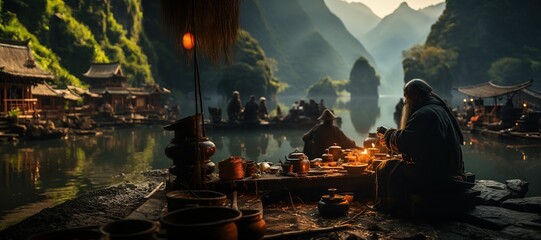 Yangshuo minority culture in China,Generated with AI