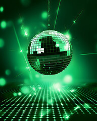 Green disco ball in the night - Event party design