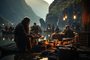 Yangshuo minority culture in China,Generated with AI