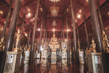 Museam of Wat Krathum Suea Pla(temple) ,Bangkok, Thailand. the principal body of a Buddha statue...