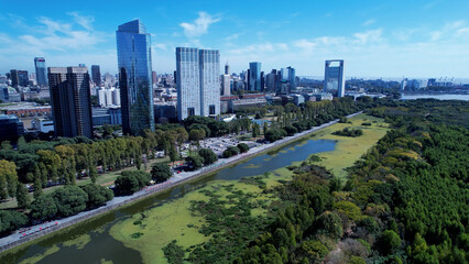 Obraz premium Ecology Reserve at Buenos Aires Argentina. Panning wide landscape of tourism landmark downtown Buenos Aires Argentina. Tourism landmark. Outdoors downtown city. Urban scenery of Buenos Aires city.