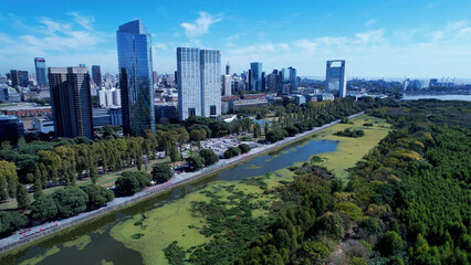 Ecology Reserve at Buenos Aires Argentina. Panning wide landscape of tourism landmark downtown Buenos Aires Argentina. Tourism landmark. Outdoors downtown city. Urban scenery of Buenos Aires city.