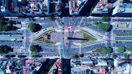 Foto op Canvas Obelisk Monument Buenos Aires Argentina. Panorama landscape of tourism landmark downtown of capital of Argentina. Tourism landmark. Outdoors downtown city. Urban scenery of Buenos Aires city. © ByDroneVideos