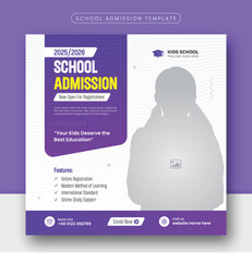 Kids school admission social media post, Students Back to school admission promotion social media post banner template. Back to School admission social media post or Instagram post or flyer Design.