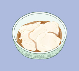 White tofu pudding gelly with sweet sauce in a bowl