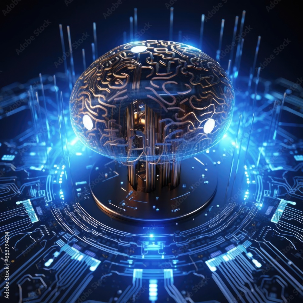 Aufkleber artificial neural network. computer intelligence based on human brain nerve cells. modern design con