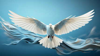 Fototapeta premium White Dove fly on pastel vintage background for Freedom concept and Clipping path