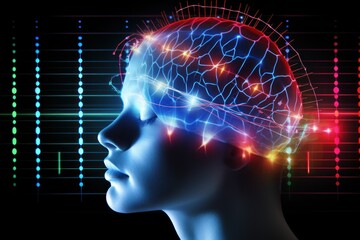 Electroencephalogram (EEG): Image of EEG brain activity in a person - obrazy, fototapety, plakaty