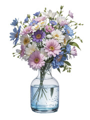 Beautiful watercolor painting flower vase on white background.