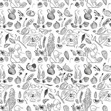 seamless pattern with mother pregnancy flower elements with baby background
