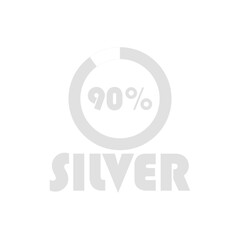 Silver 90 Percentage vector icon Sign and label vector and illustration art with silver color in white background
