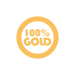 Gold 100 Percentage vector icon Sign and label vector and illustration art with gold color in white background