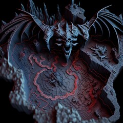 intricate map of Dantes hell highly detailed ultra realistic octane rendered 