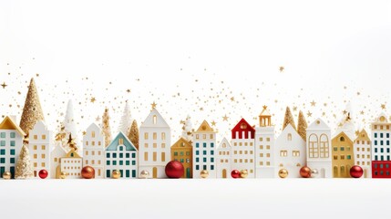 Obraz premium decorated christmas background with red, green,white and gold elements on white copy space