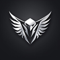 Bird logo design with metal style. bird logo design template. Silver Hawk logo design inspiration. Silver Eagle logo design template. falcon icon
