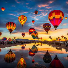 Fototapeta premium hot air balloon in sunset