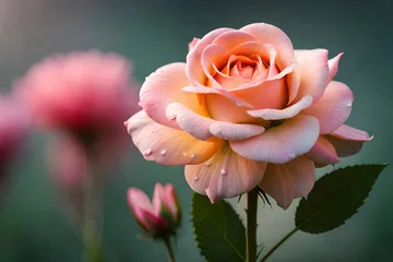 Fotobehang pink rose flower © Humaira