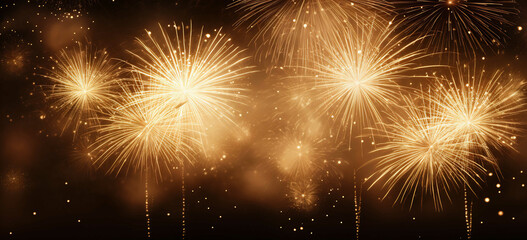 Diwali fireworks sparkle, sky gold background