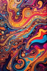 A Vibrant, Abstract Design That Captures The Energy Of A Psychedelic Journey With Swirling Colors And Intricate Patterns.