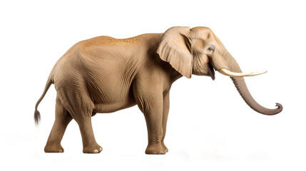 Side view. Elephant standing. Isolated on Transparent background.