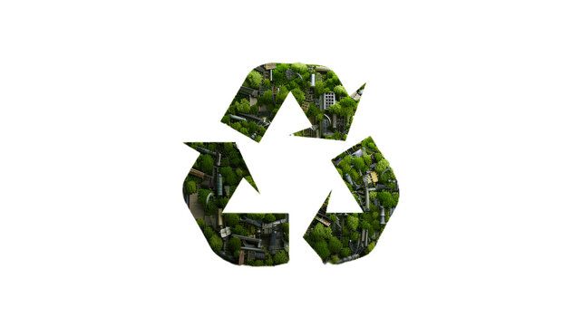 Green Recycling Concept. Isolated on Transparent background.