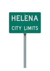Vector illustration of the Helena (Montana) City Limits green road sign on metallic post