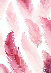 Fototapeta na wymiar Pink watercolor feather pattern illustration created with Generative Ai