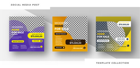 modern home for sale Corporate Business Promotion Social Media Web Banner, Square Flyer Unique Design Template 