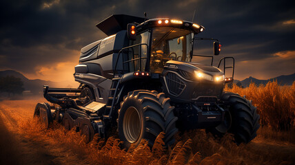 Fototapeta premium tractor in the field.