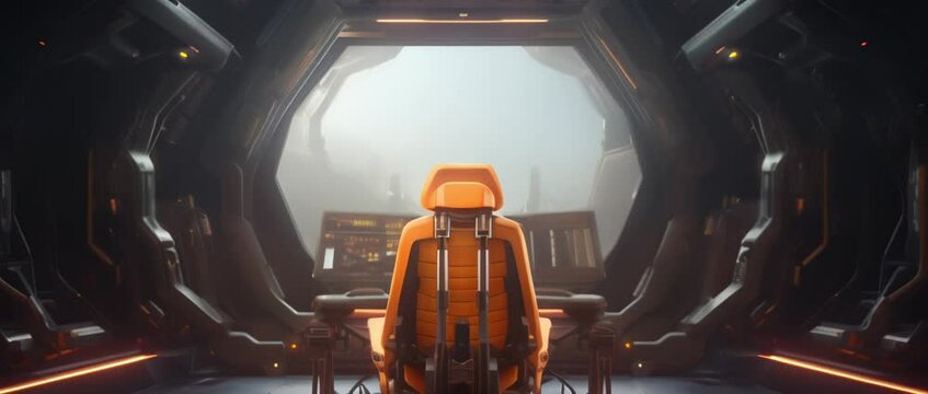  Concept design of spaceship cockpit control room. High quality 4K